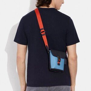 Coach CC348 Men's Track Small Flap Crossbody in Blue Pacific Multi